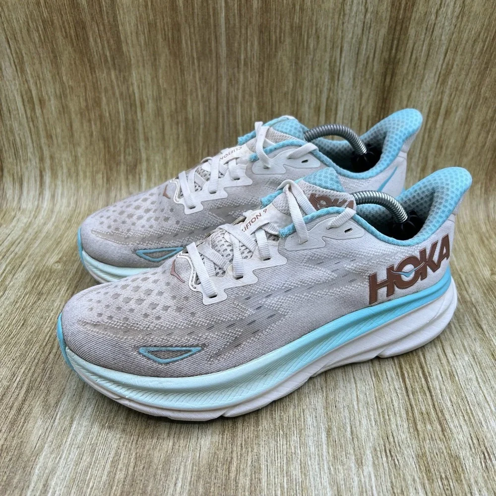 Hoka One One Clifton 9 Women's 7.5 Frost Blue White Running Shoes 1127896 FTRS